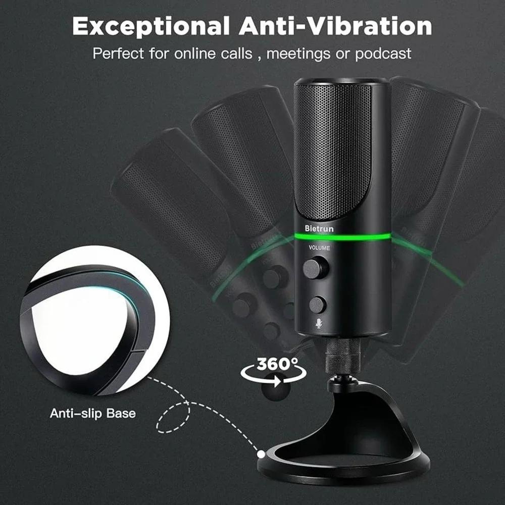 Bietrun One USB Gaming Microphone NEW Plug Play Mute Streaming *No box